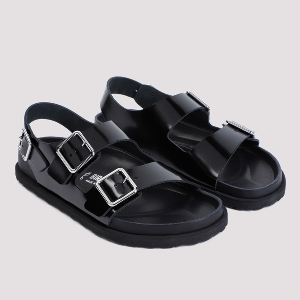 Birkenstock 1774 Milano Black Dual-Buckle Slingback Sandals